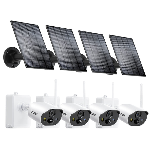 4 Pack C306 Pro 3MP Wireless Spotlight Cameras + 4 Pack Solar Panels